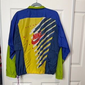 90’s Nike Sporty Bright Blue, Yellow, and Green Graphic Windbreaker Jacket